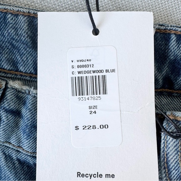 NWT Reformation Cary High Rise Slouchy Wide Leg Studded Jeans Chesapeake Blue 24 - Picture 4 of 14